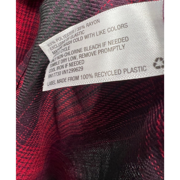 Knox Rose Shirt Dress Womens Red Black Plaid Button Up Size 2XL Long Sleeves‎ - Picture 5 of 8